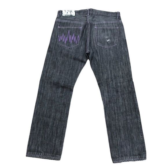 The Hundreds Embroidered Jeans Size 34 Gray/Purple - Picture 3 of 9